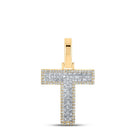 10kt Yellow Gold Men's Baguette Diamond T Initial Letter Charm Pendant 3/8 Cttw - Luxurious Diamond Charm Pendant for Men by Splendid Jewellery - Splendid Jewellery