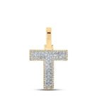 10kt Yellow Gold Men's Baguette Diamond T Initial Letter Charm Pendant 3/8 Cttw - Luxurious Diamond Charm Pendant for Men by Splendid Jewellery - Splendid Jewellery