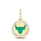 10kt Yellow Gold Men's Baguette Diamond Taurus Bull Zodiac Sign Charm Pendant - 1/2 Cttw - Splendid Jewellery