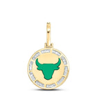 10kt Yellow Gold Men's Baguette Diamond Taurus Bull Zodiac Sign Charm Pendant - 1/2 Cttw - Splendid Jewellery