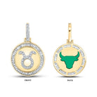 10kt Yellow Gold Men's Baguette Diamond Taurus Bull Zodiac Sign Charm Pendant - 1/2 Cttw - Splendid Jewellery