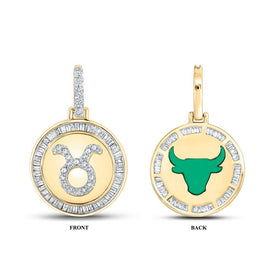10kt Yellow Gold Men's Baguette Diamond Taurus Bull Zodiac Sign Charm Pendant - 1/2 Cttw - Splendid Jewellery