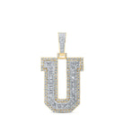 10kt Yellow Gold Men's Baguette Diamond U Initial Charm Pendant - 3 Cttw - Splendid Jewellery