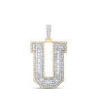 10kt Yellow Gold Mens Baguette Diamond U Initial Charm Pendant - Captivating Splendor - Splendid Jewellery