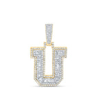 10kt Yellow Gold Men's Baguette Diamond U Initial Letter Charm Pendant - 5/8 Cttw - Splendid Jewellery - Splendid Jewellery