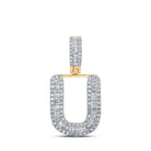 10kt Yellow Gold Men's Baguette Diamond U Initial Pendant - 3/8 Cttw - Splendid Jewellery