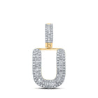10kt Yellow Gold Men's Baguette Diamond U Initial Pendant - 3/8 Cttw - Splendid Jewellery