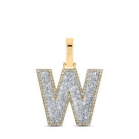 10kt Yellow Gold Men's Baguette Diamond W Initial Letter Charm Pendant - 3/4 Cttw | Splendid Jewellery - Splendid Jewellery