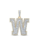 10kt Yellow Gold Men's Baguette Diamond W Initial Letter Charm Pendant - 4 - 5/8 Cttw - Splendid Jewellery