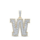 10kt Yellow Gold Men's Baguette Diamond W Initial Letter Charm Pendant - 4 - 5/8 Cttw - Splendid Jewellery