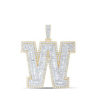 10kt Yellow Gold Men's Baguette Diamond W Initial Letter Charm Pendant - 9 - 1/3 Cttw - Splendid Jewellery