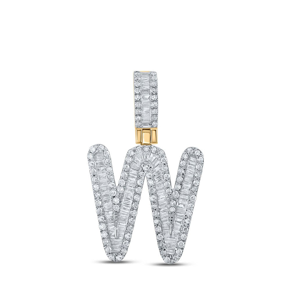 10kt Yellow Gold Men's Baguette Diamond W Initial Pendant - 5/8 Cttw - Splendid Jewellery