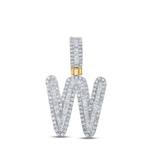 Load image into Gallery viewer, 10kt Yellow Gold Men's Baguette Diamond W Initial Pendant - 5/8 Cttw - Splendid Jewellery