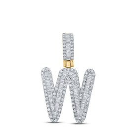10kt Yellow Gold Men's Baguette Diamond W Initial Pendant - 5/8 Cttw - Splendid Jewellery