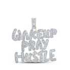 10kt Yellow Gold Men's Baguette Diamond Wake Up Pray Hustle Charm Pendant - 3 - 3/4 Cttw - Splendid Jewellery