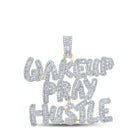 10kt Yellow Gold Men's Baguette Diamond Wake Up Pray Hustle Charm Pendant - 3 - 3/4 Cttw - Splendid Jewellery