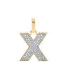 10kt Yellow Gold Men's Baguette Diamond X Initial Letter Charm Pendant 1/2 Cttw - Dazzling Elegance - Splendid Jewellery