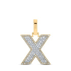 10kt Yellow Gold Men's Baguette Diamond X Initial Letter Charm Pendant 1/2 Cttw - Dazzling Elegance - Splendid Jewellery