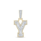 10kt Yellow Gold Men's Baguette Diamond Y Initial Charm Pendant 1/2 Cttw - A Dazzling Statement of Style - Splendid Jewellery