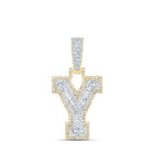 10kt Yellow Gold Men's Baguette Diamond Y Initial Charm Pendant 1/2 Cttw - A Dazzling Statement of Style - Splendid Jewellery