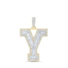 10kt Yellow Gold Men's Baguette Diamond Y Initial Charm Pendant - 6 Cttw | Splendid Jewellery - Splendid Jewellery