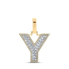 10kt Yellow Gold Men's Baguette Diamond Y Initial Letter Charm Pendant 1/2 Cttw - A Dazzling Statement Piece by Splendid Jewellery - Splendid Jewellery
