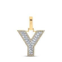 Load image into Gallery viewer, 10kt Yellow Gold Men's Baguette Diamond Y Initial Letter Charm Pendant 1/2 Cttw - A Dazzling Statement Piece by Splendid Jewellery - Splendid Jewellery