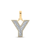 10kt Yellow Gold Men's Baguette Diamond Y Initial Letter Charm Pendant 1/2 Cttw - A Dazzling Statement Piece by Splendid Jewellery - Splendid Jewellery