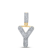 Load image into Gallery viewer, 10kt Yellow Gold Men's Baguette Diamond Y Initial Pendant 1/3 Cttw - A Dazzling Statement Piece by Splendid Jewellery - Splendid Jewellery