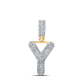 10kt Yellow Gold Men's Baguette Diamond Y Initial Pendant 1/3 Cttw - A Dazzling Statement Piece by Splendid Jewellery - Splendid Jewellery