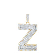 Load image into Gallery viewer, 10kt Yellow Gold Men's Baguette Diamond Z Initial Letter Charm Pendant - 5 - 1/2 Cttw | Splendid Jewellery - Splendid Jewellery