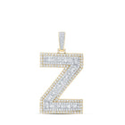 10kt Yellow Gold Men's Baguette Diamond Z Initial Letter Charm Pendant - 5 - 1/2 Cttw | Splendid Jewellery - Splendid Jewellery
