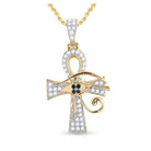 10kt Yellow Gold Men's Black Diamond Ankh Cross Charm Pendant - 1/2 Cttw - Splendid Jewellery