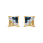 10kt Yellow Gold Men's Blue Diamond Square Kite Cluster Earrings - Captivating Brilliance - Splendid Jewellery