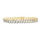 10kt Yellow Gold Men's Captivating Round Diamond Cuban Link Bracelet 4 - 1/3 Cttw - Splendid Jewellery