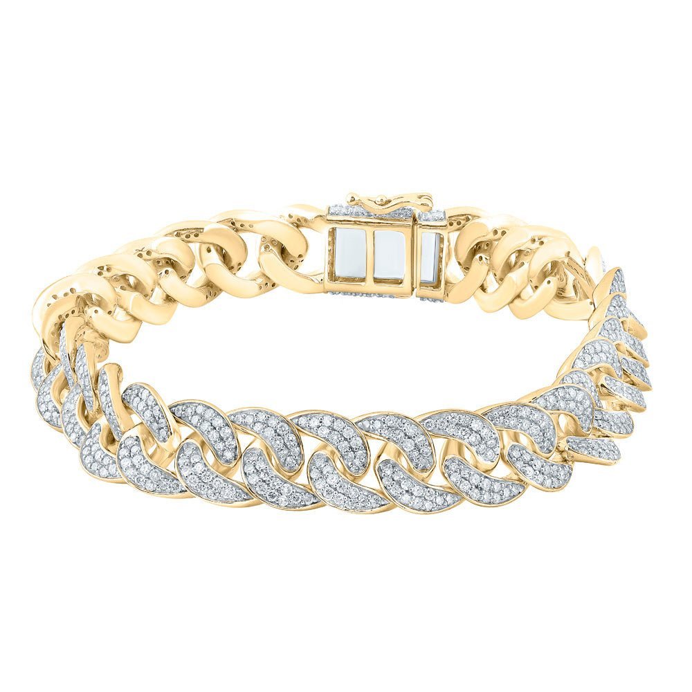 10kt Yellow Gold Men's Captivating Round Diamond Cuban Link Bracelet 6 - 3/4 Cttw - Splendid Jewellery