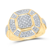 Load image into Gallery viewer, 10kt Yellow Gold Men&#39;s Circle Cluster Diamond Ring - 1/2 Cttw | Splendid Jewellery  Top View from Splendid Jewellery