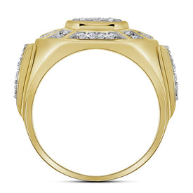 10kt Yellow Gold Men's Circle Cluster Diamond Ring - 1/2 Cttw | Splendid Jewellery  Side View from Splendid Jewellery