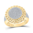 10kt Yellow Gold Men's Circle Diamond Cuban Link Ring - 1/2 Cttw - Splendid Jewellery
