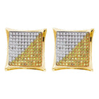 10kt Yellow Gold Men's Color Enhanced Diamond Square Kite Cluster Earrings 1/6 Cttw - Splendid Jewellery