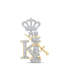 10kt Yellow Gold Men's Crown Diamond Charm Pendant - 1 - 1/2 Cttw - Splendid Jewellery