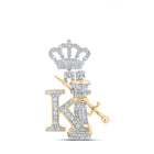10kt Yellow Gold Men's Crown Diamond Charm Pendant - 1 - 1/2 Cttw - Splendid Jewellery