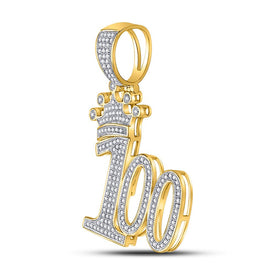 10kt Yellow Gold Men's Crown Diamond Charm Pendant - 1/2 Cttw  Side View from Splendid Jewellery
