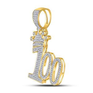 10kt Yellow Gold Men's Crown Diamond Charm Pendant - 1/2 Cttw - Splendid Jewellery