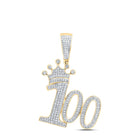 10kt Yellow Gold Men's Crown Diamond Charm Pendant - 1/2 Cttw  Top View from Splendid Jewellery