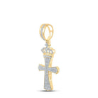 10kt Yellow Gold Men's Crown King Cross Diamond Charm Pendant - 1/2 Cttw - Splendid Jewellery
