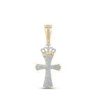 10kt Yellow Gold Men's Crown King Cross Diamond Charm Pendant - 1/2 Cttw - Splendid Jewellery