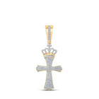 10kt Yellow Gold Men's Crown King Cross Diamond Charm Pendant - 1/2 Cttw - Splendid Jewellery