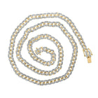 10kt Yellow Gold Men's Cuban Link Chain Necklace with Round Diamond Accents - 3 - 7/8 Cttw - Splendid Jewellery