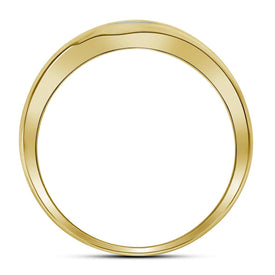 10kt Yellow Gold Mens Diagonal Double Row Diamond Wedding Band - Sparkling Symmetry Side View 2 from Splendid Jewellery